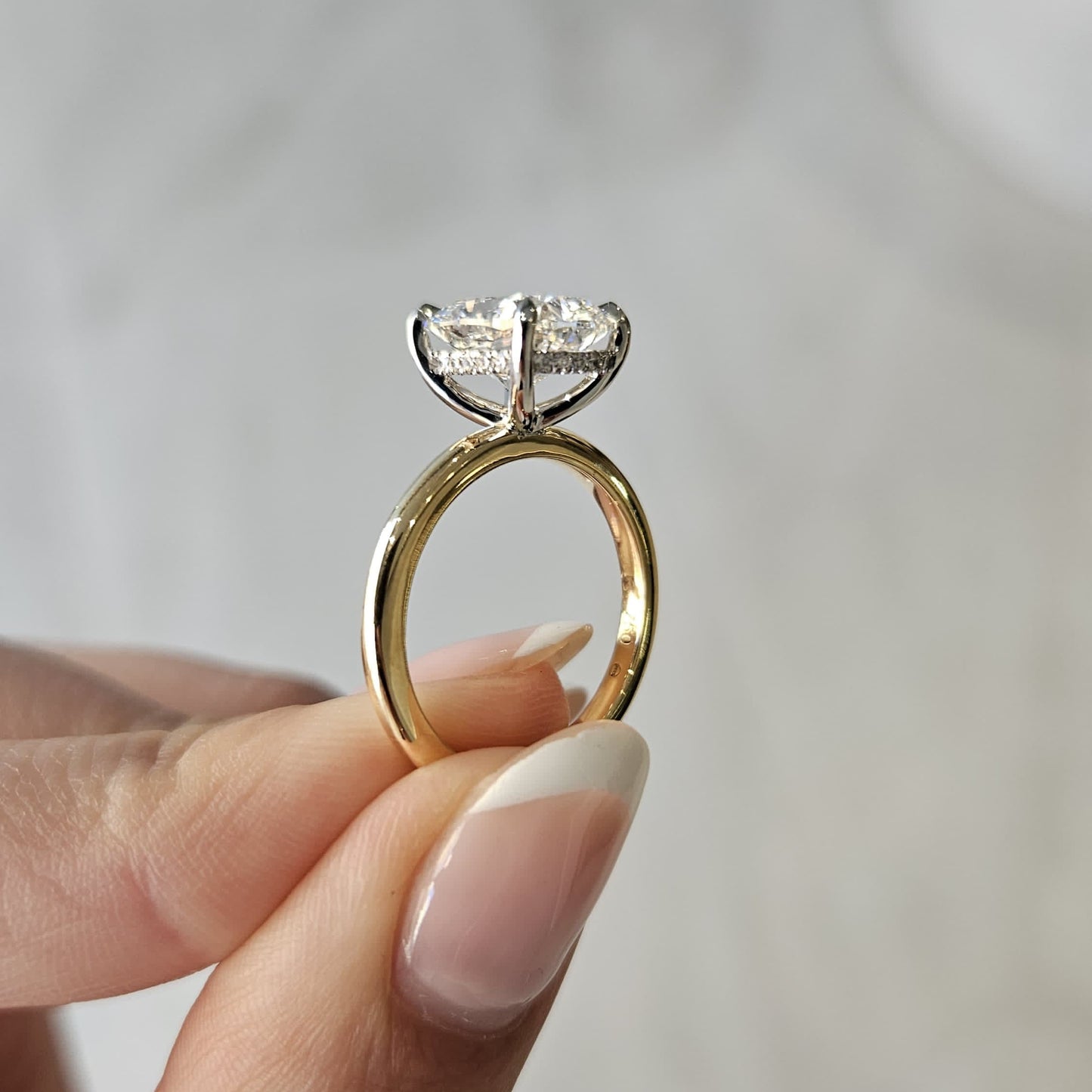 3.02ct Cushion Cut Lab Grown Audrey Design Two - tone