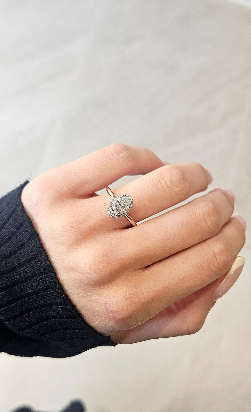 1.30ct Oval Cut Natural Valerie Design Two tone