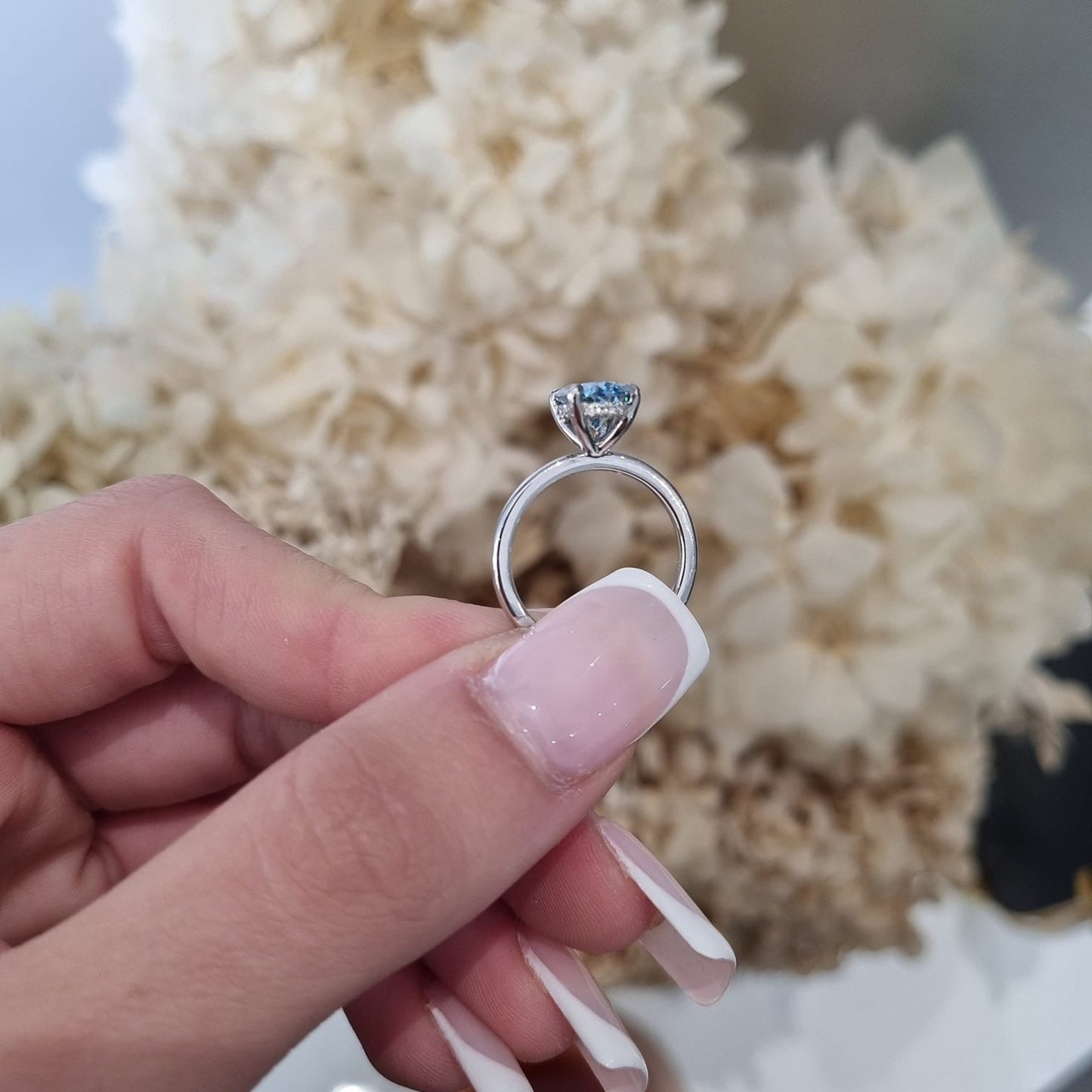 2.01ct Oval Blue Diamond Lab Grown Audrey Design Platinum