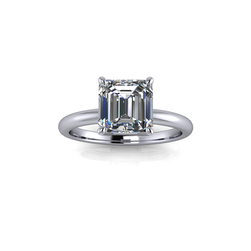 3.09ct Asscher Cut Lab Grown Audrey Design Platinum