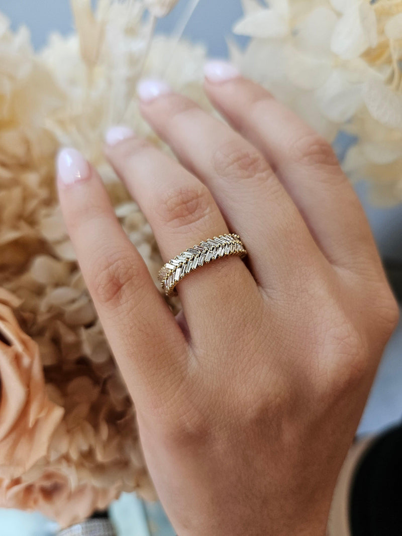 Chevron Lab Grown Diamond Wedding Ring