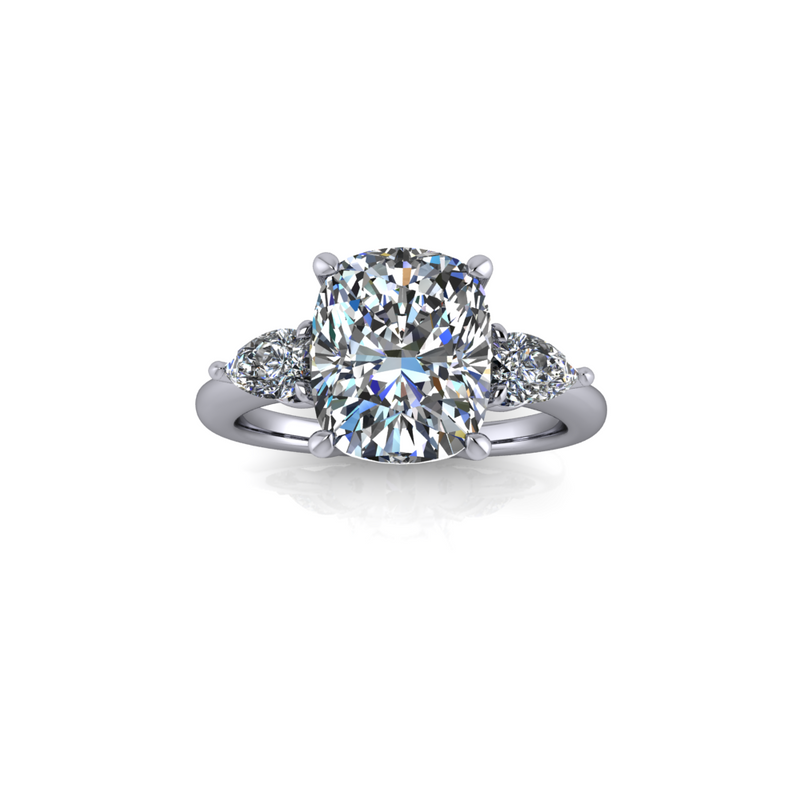 2.59ct Cushion Cut Lab Grown Custom Rosetta Design Platinum