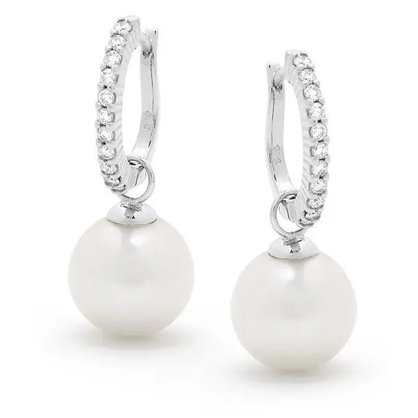 Freshwater Pearl & Diamond Earrings