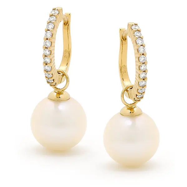 Freshwater Pearl & Diamond Earrings