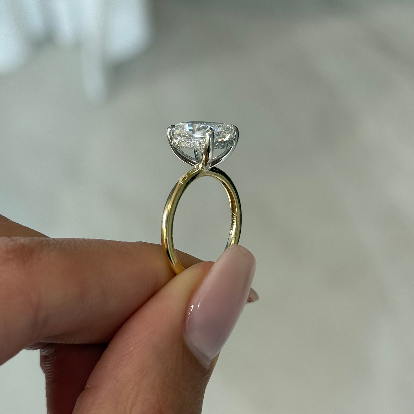2.50ct Cushion Cut Lab Grown Audrey Design Two-Tone
