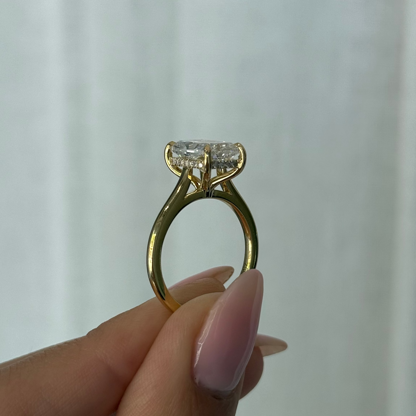 3.10ct Cushion Cut Lab Grown Custom Bella Design 18ct Yellow Gold