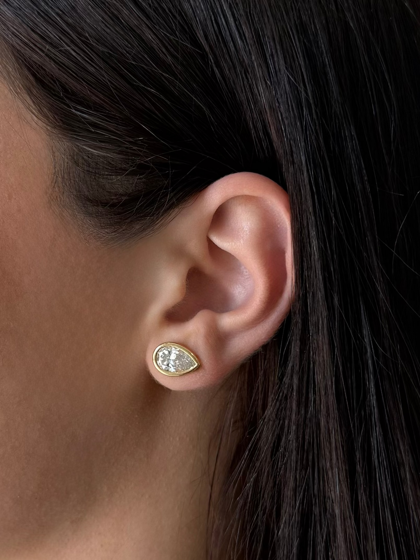 Bezel Set Pear Cut Lab Grown Earrings