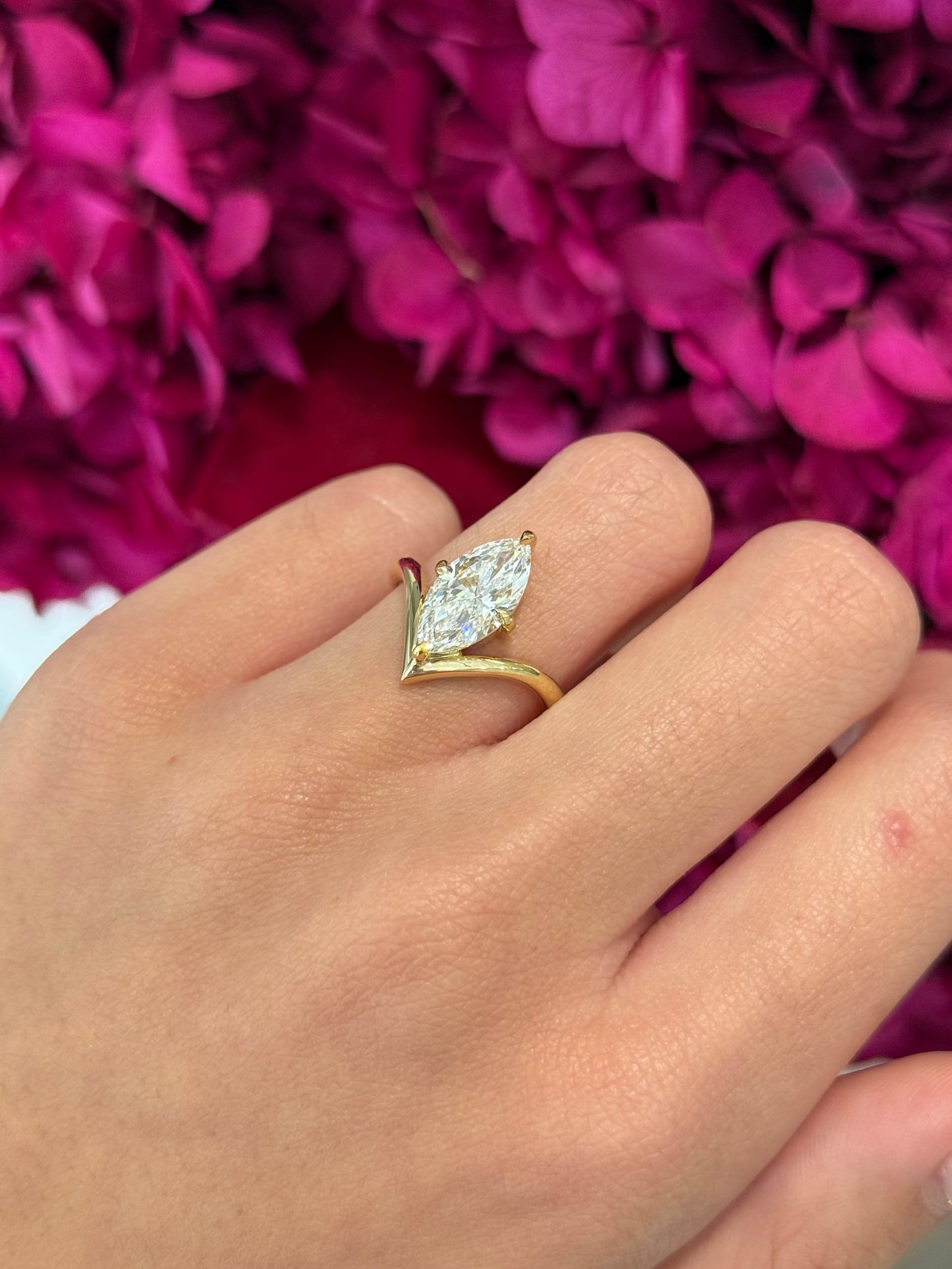 2.01ct Marquise Cut Lab Grown Hilary Design Yellow Gold
