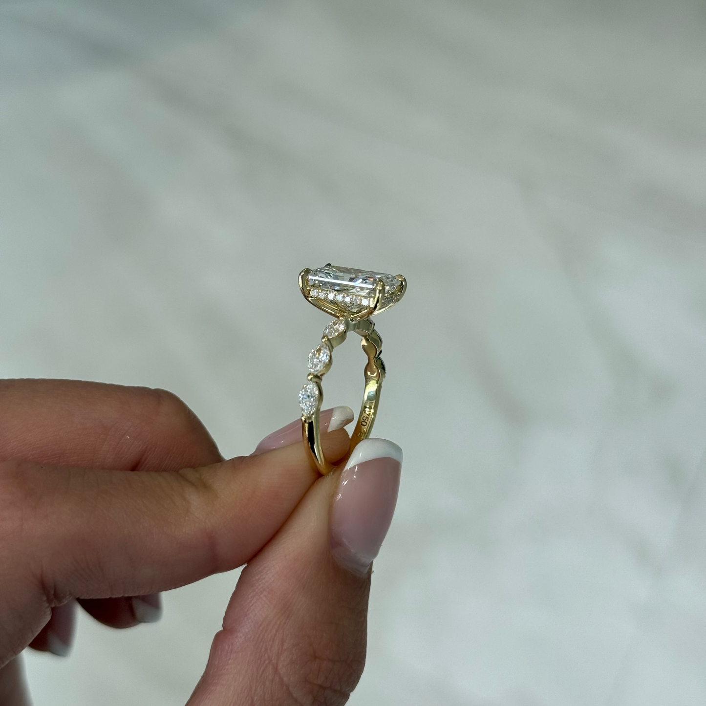 3.01ct Radiant Cut Lab Grown Electra Design Yellow Gold