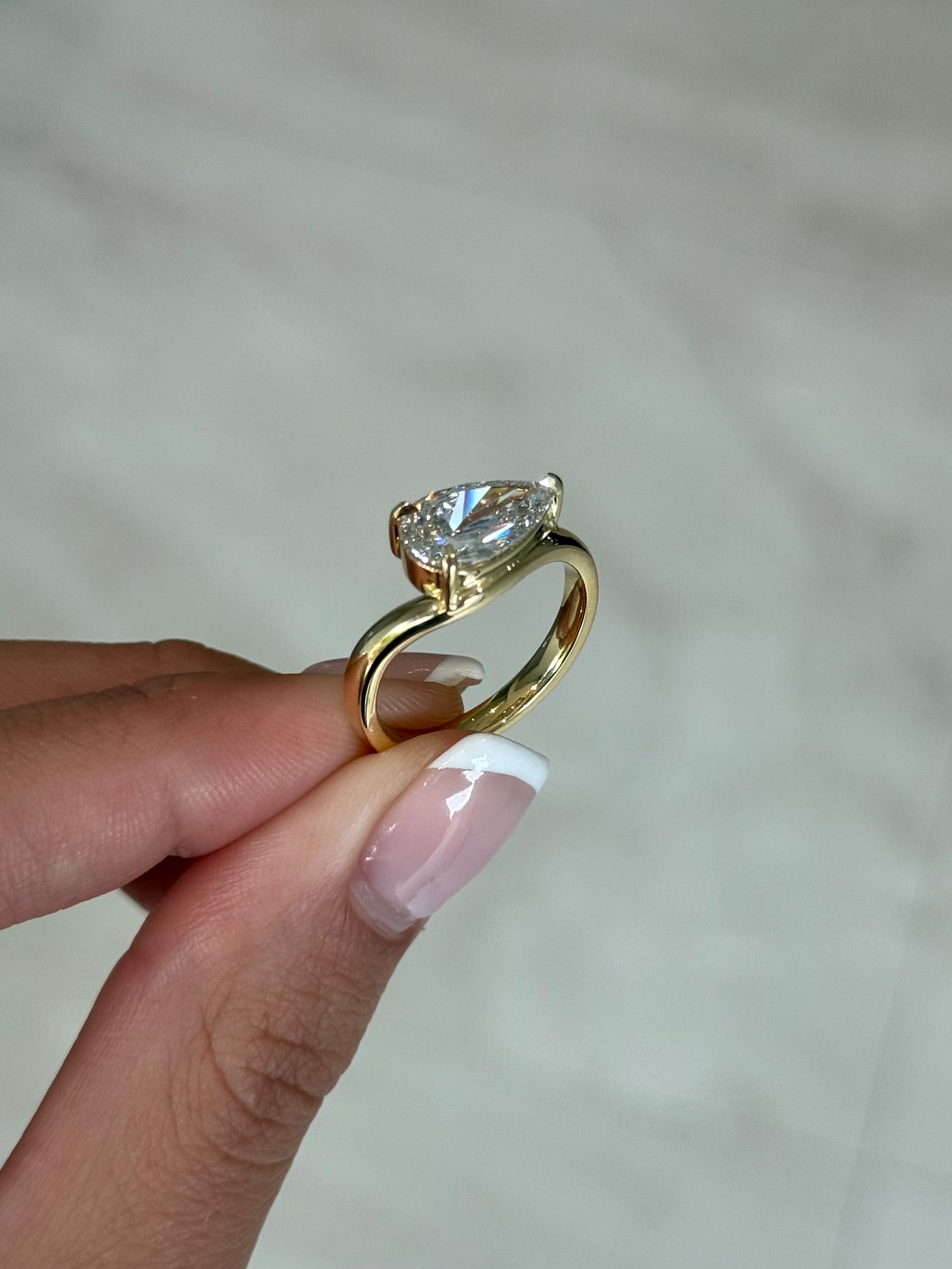2.01ct Pear Cut Lab Grown Mia Design Yellow Gold