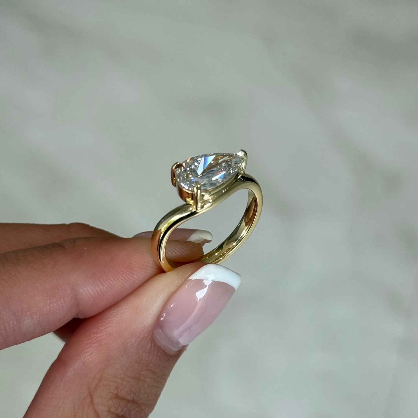 2.01ct Pear Cut Lab Grown Mia Design Yellow Gold