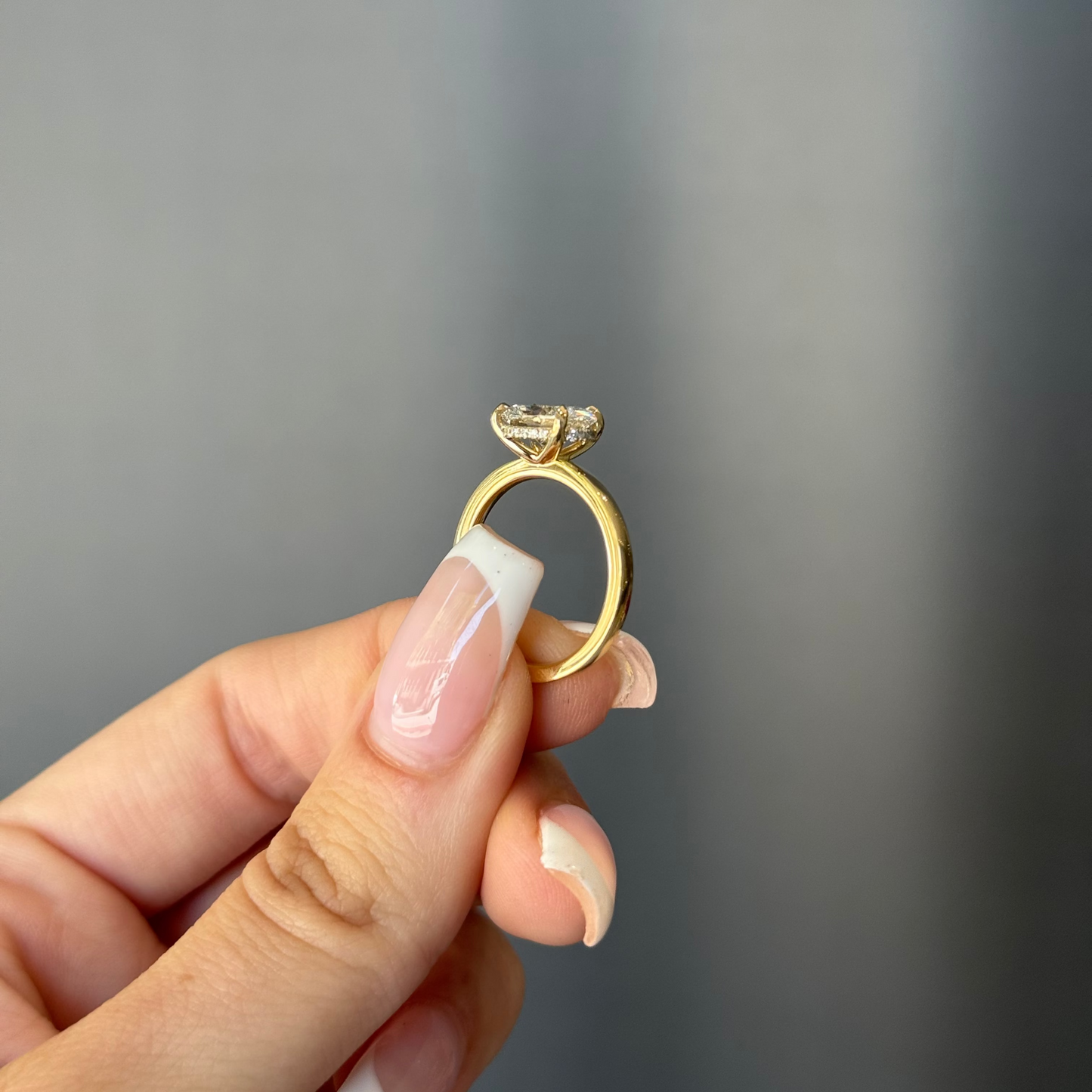 2.01ct Oval Cut Lab Grown East West Audrey Design Yellow Gold