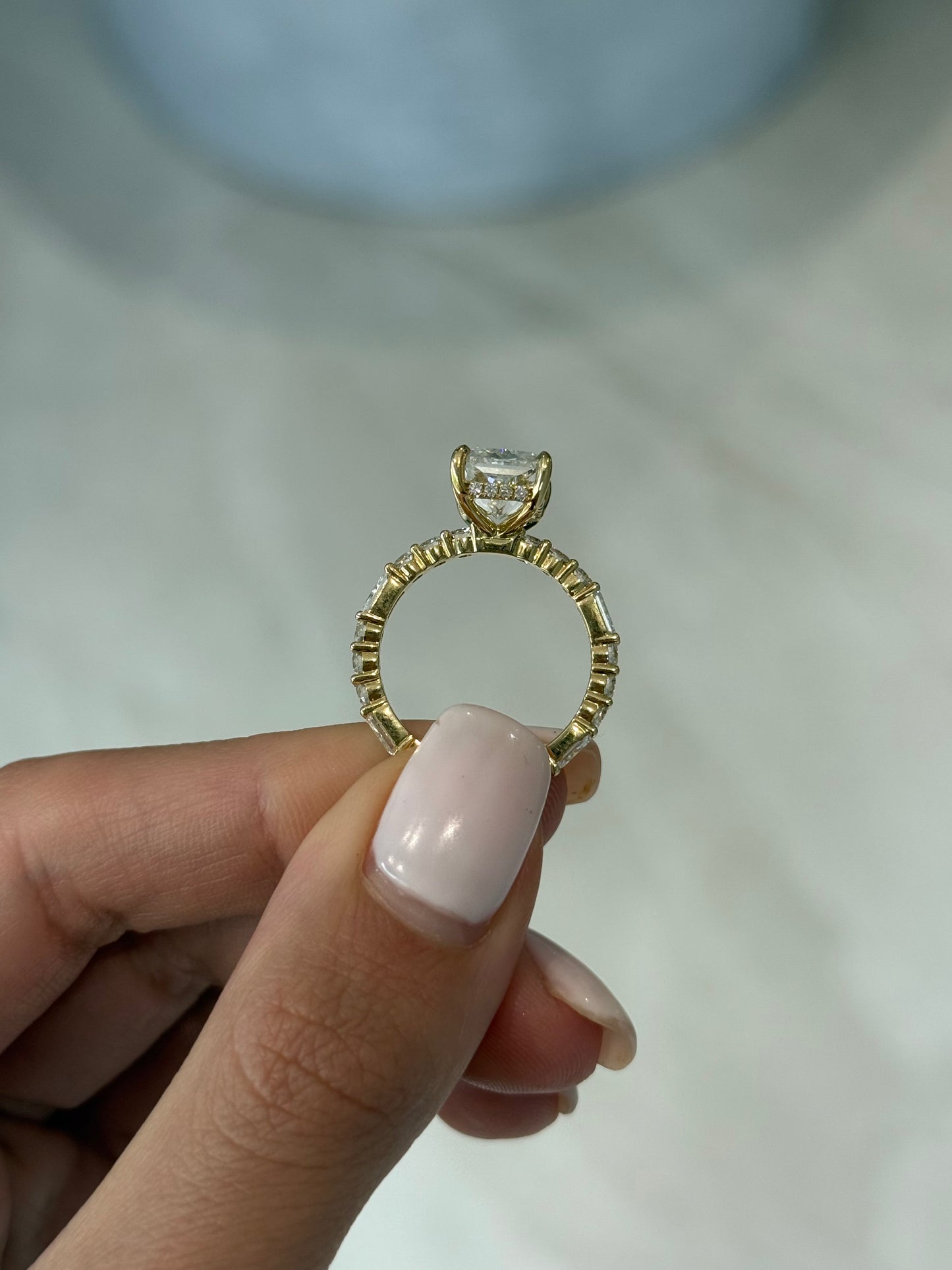 3.53ct Radiant Cut Lab Grown Daniella Design Yellow Gold