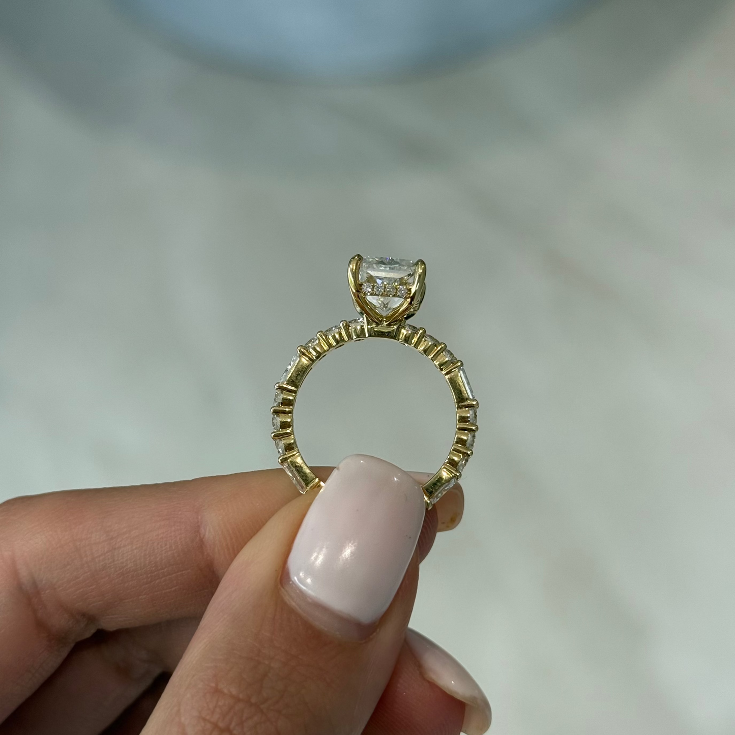 3.59ct Radiant Cut Lab Grown Daniella Design Yellow Gold