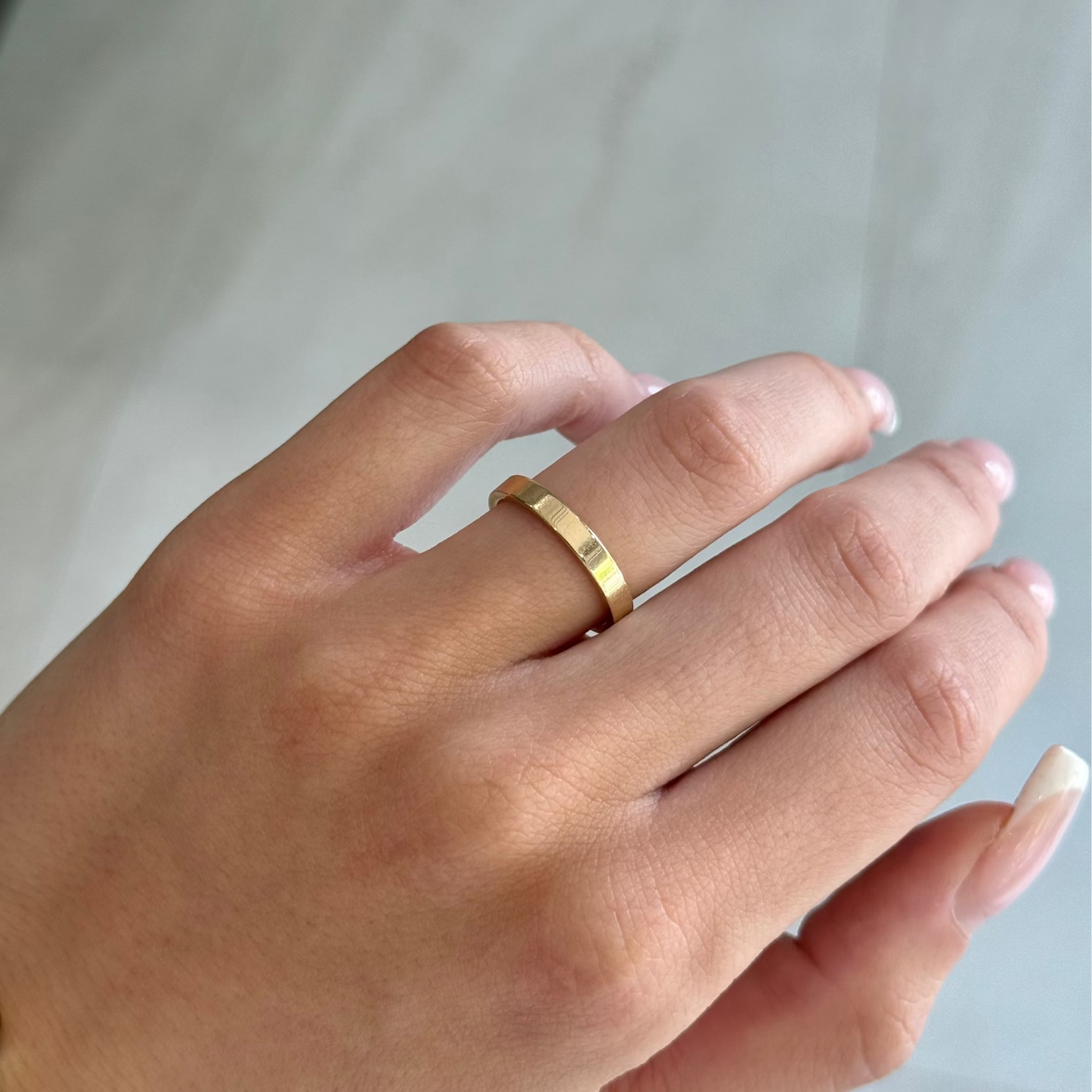 Flat Profile Yellow Gold Wedding Band