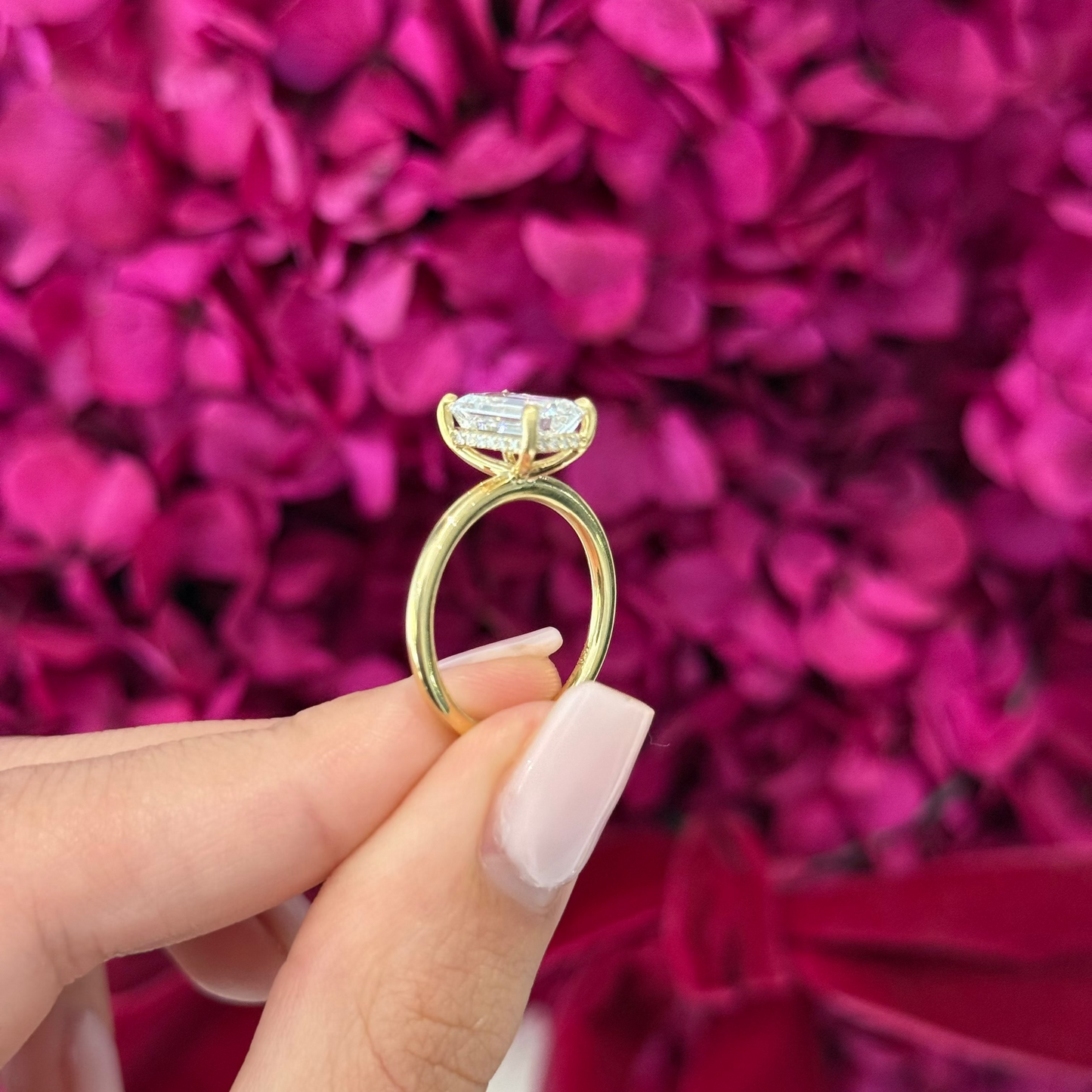 2.59ct Emerald Cut Lab Grown Audrey Design Yellow Gold