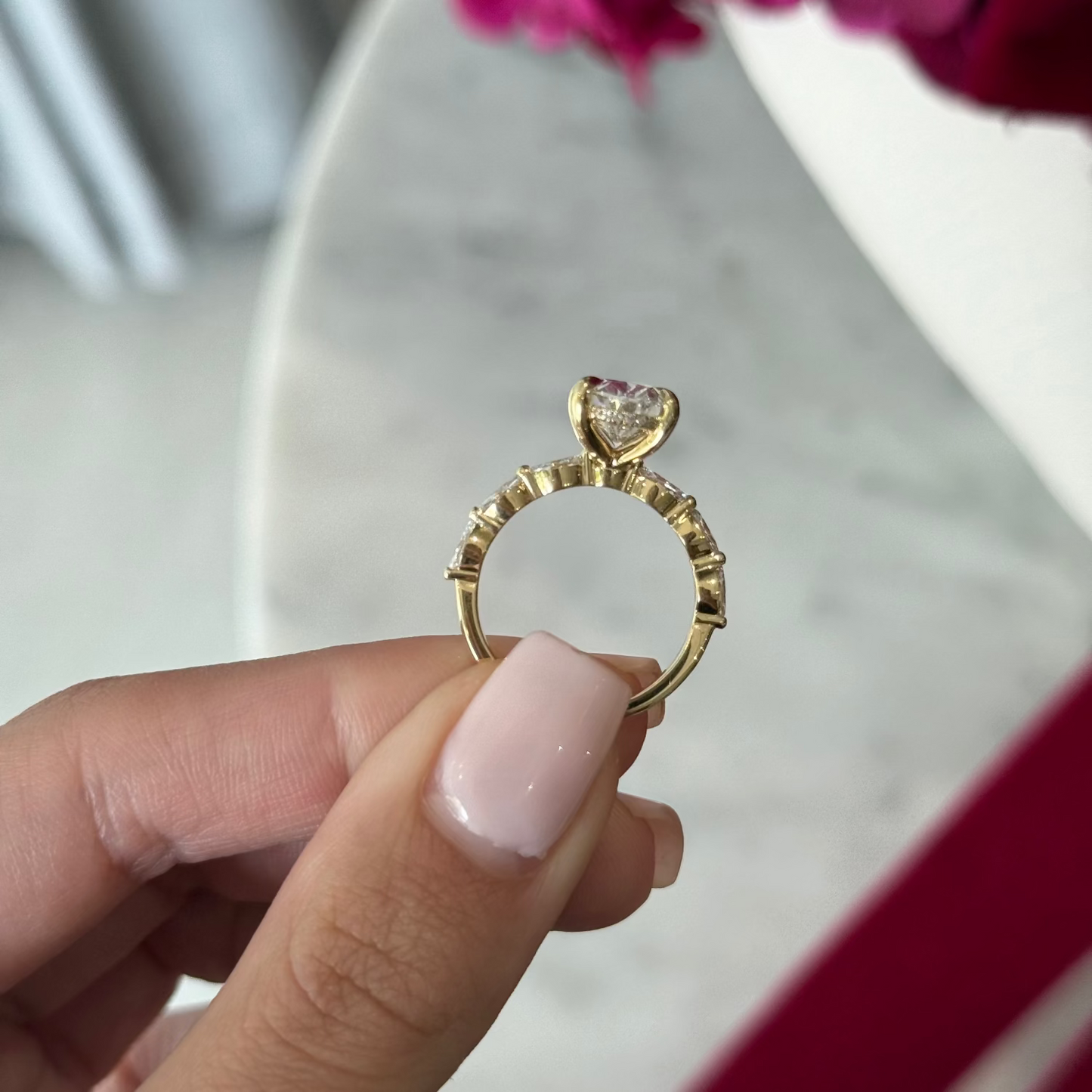 3.01ct Oval Cut Lab Grown Electra Design Yellow Gold