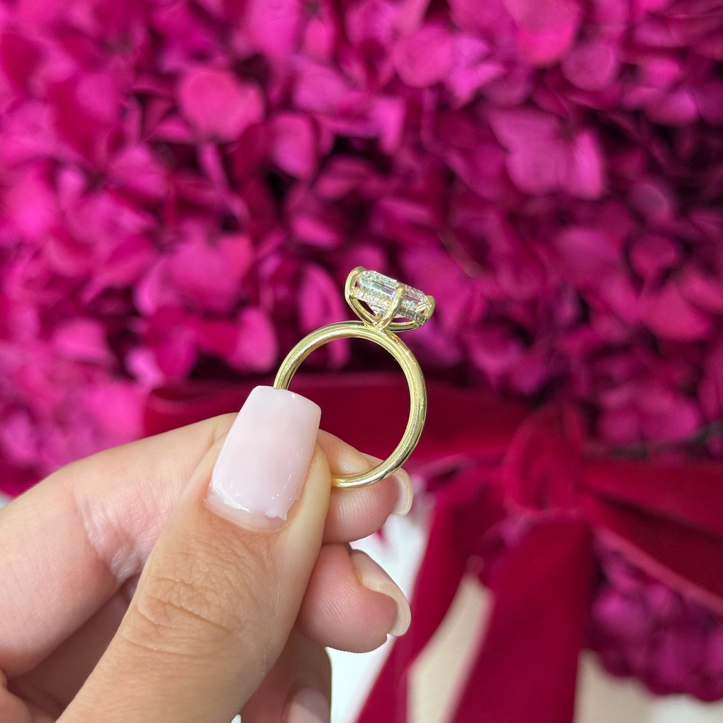 3.50ct Emerald Cut Lab Grown Audrey Design Yellow Gold