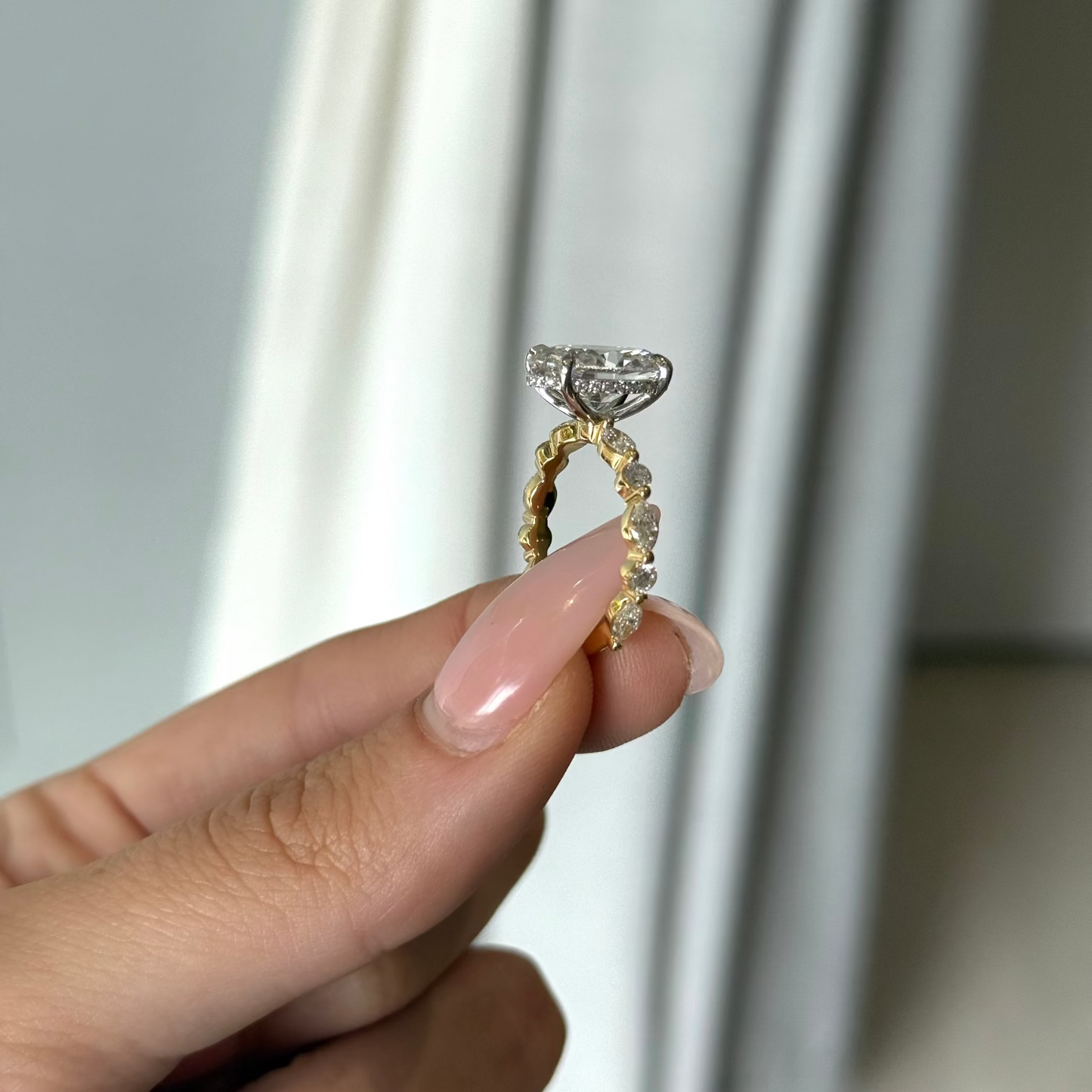 3.54ct Oval Cut Lab Grown Custom Ivy Design Two-tone