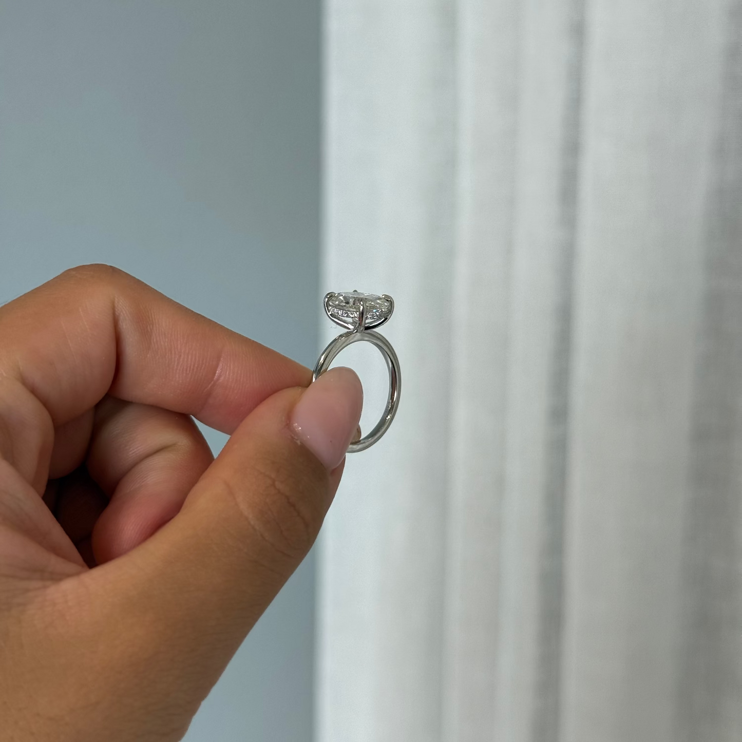 3.04ct Oval Cut Lab Grown Audrey Design Platinum