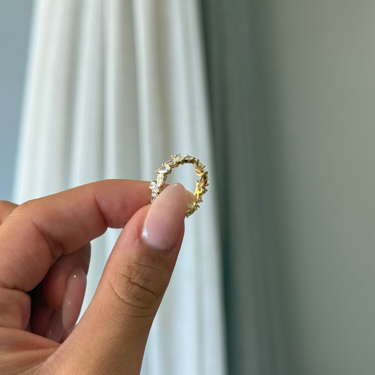 18ct Yellow Gold Pear Lab Grown Diamond Wedding Band