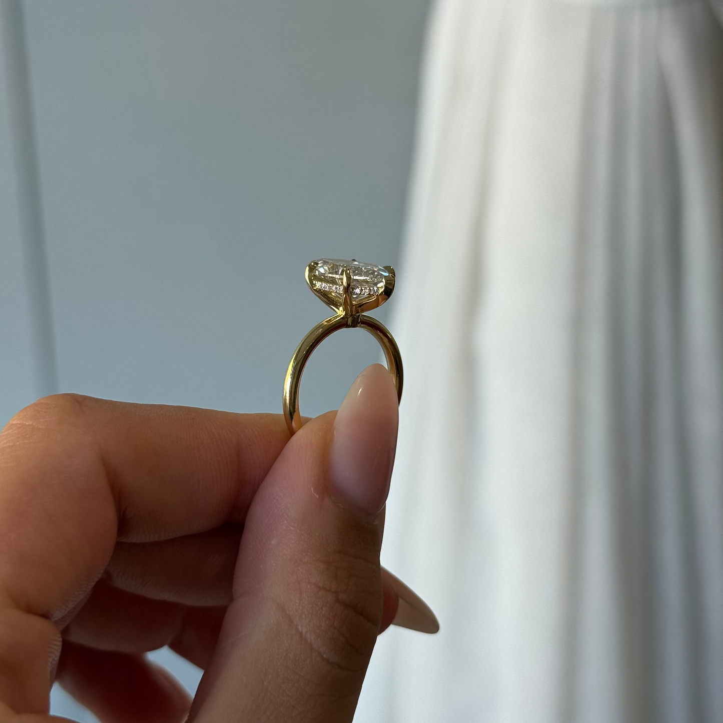 4.04ct Marquise Cut Lab Grown Audrey Design Yellow Gold