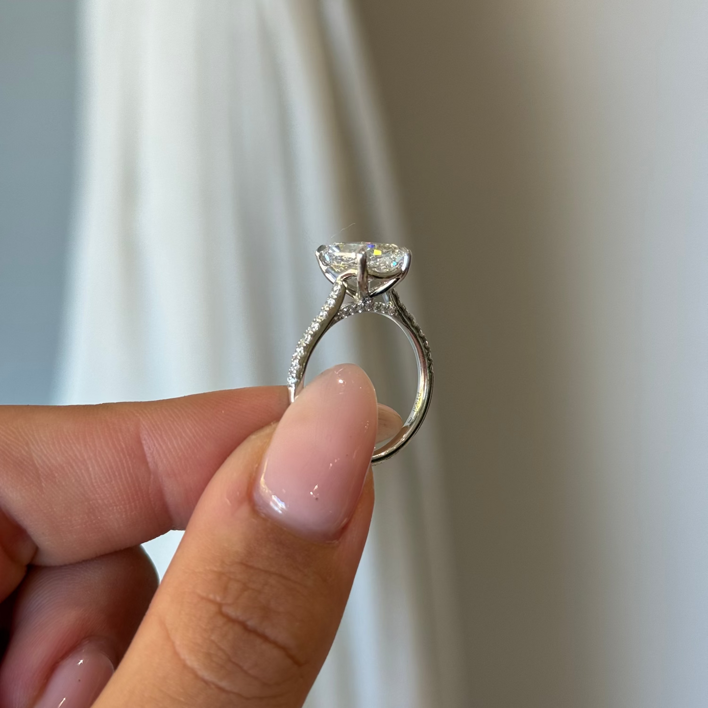 3.10ct Cushion Cut Lab Grown Ava Design Platinum