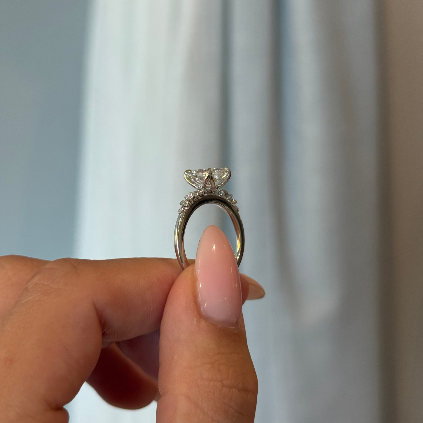 2.02ct Cushion Cut Lab Grown Custom Cluster Design Platinum