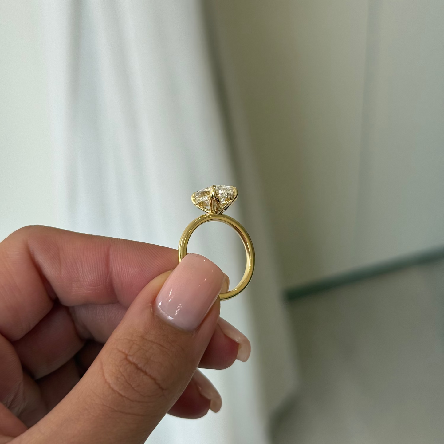 3.00ct Oval Cut Lab Grown Custom Audrey Design Yellow Gold