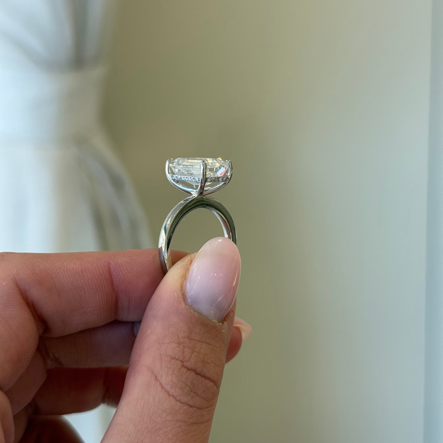 6.07ct Emerald Cut Lab Grown Audrey Design Platinum