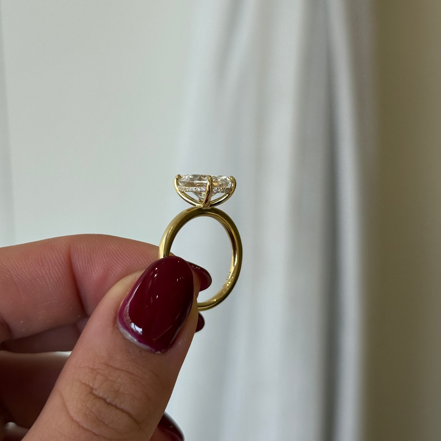 3.55ct Oval Cut Lab Grown Audrey Design Yellow Gold