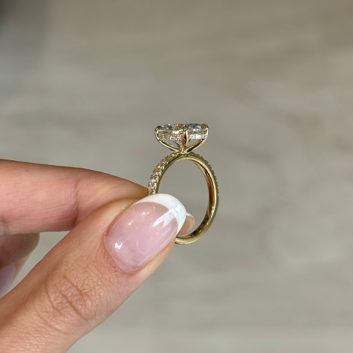 3.51ct Oval Cut Lab Grown Diamond Bassano Design Yellow Gold