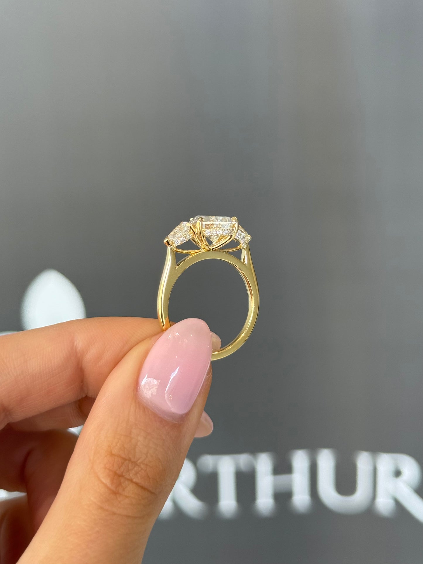 2.61ct Pear Cut Lab Grown Custom Rosetta Design Yellow Gold