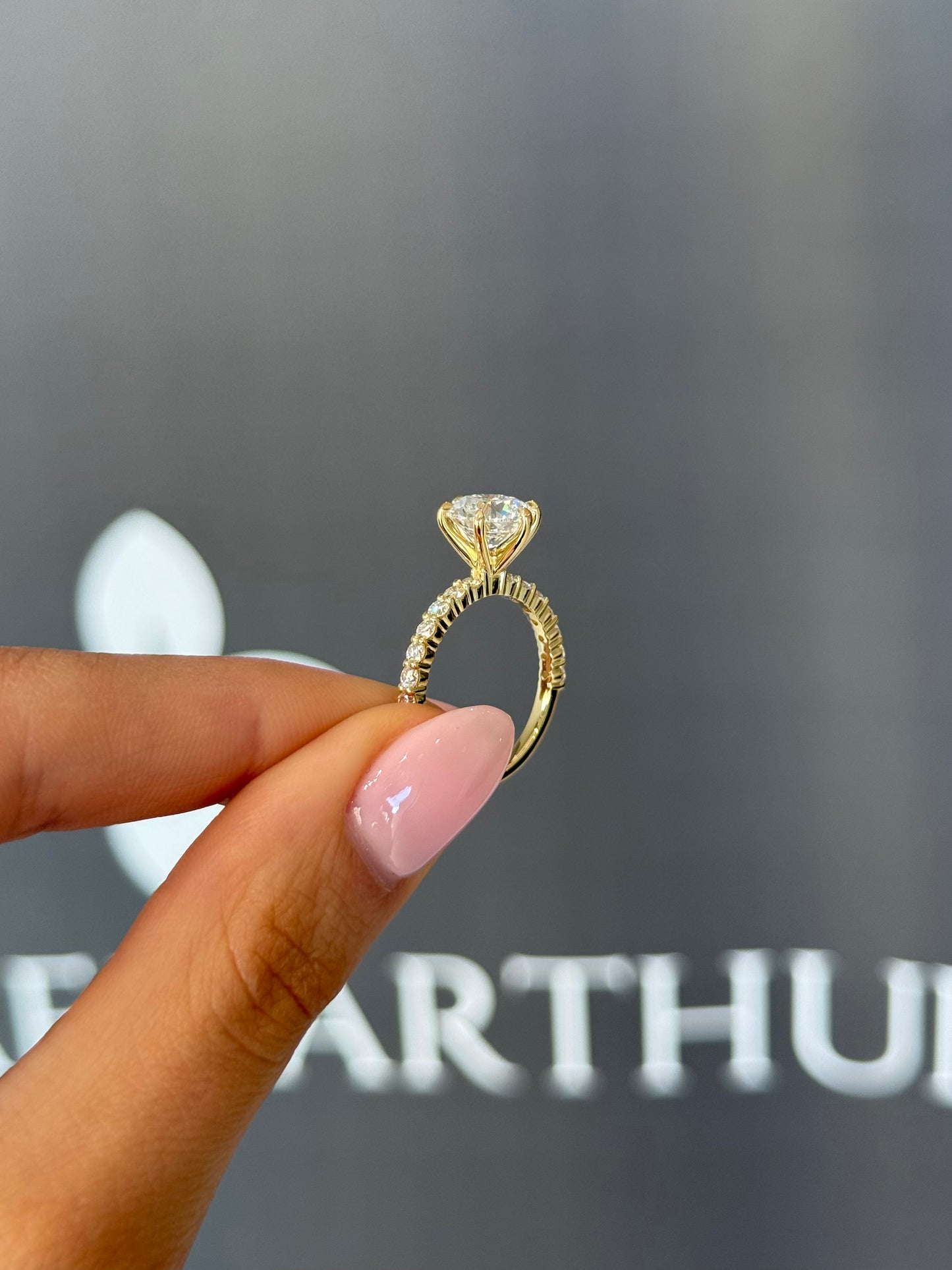 2.20ct Round Cut Lab Grown Custom Veneto Design Yellow Gold