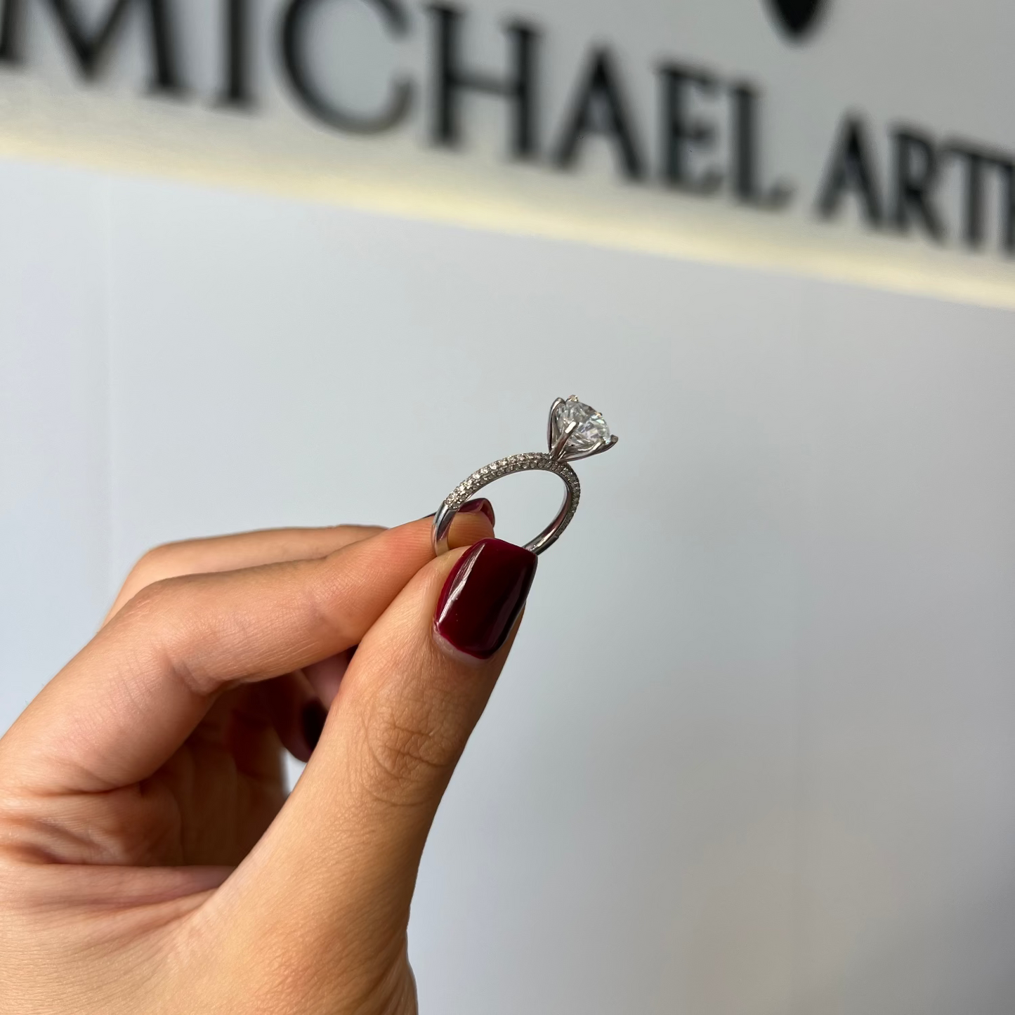 1.72ct Round Cut Lab Grown Valentina Design White Gold