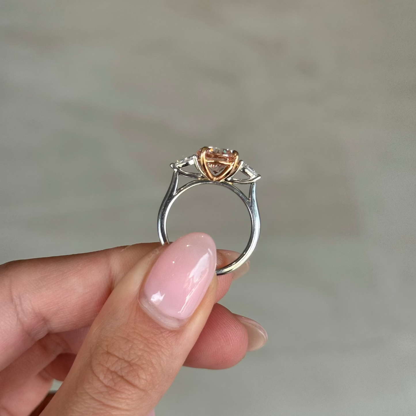2.24ct Round Pink Lab Grown Diamond Alessia Design Platinum and Rose Gold