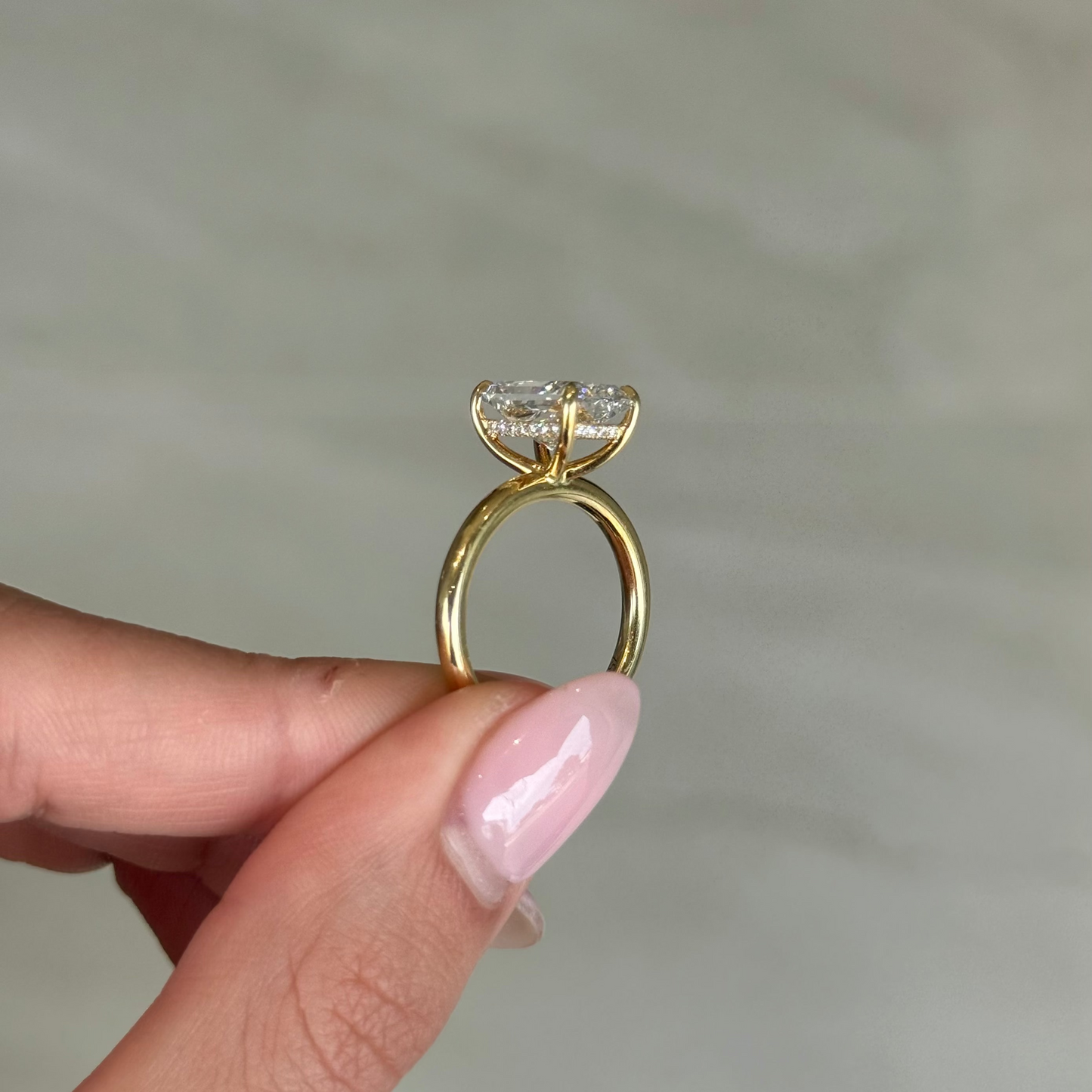3.54ct Radiant Cut Lab Grown Audrey Design Yellow Gold