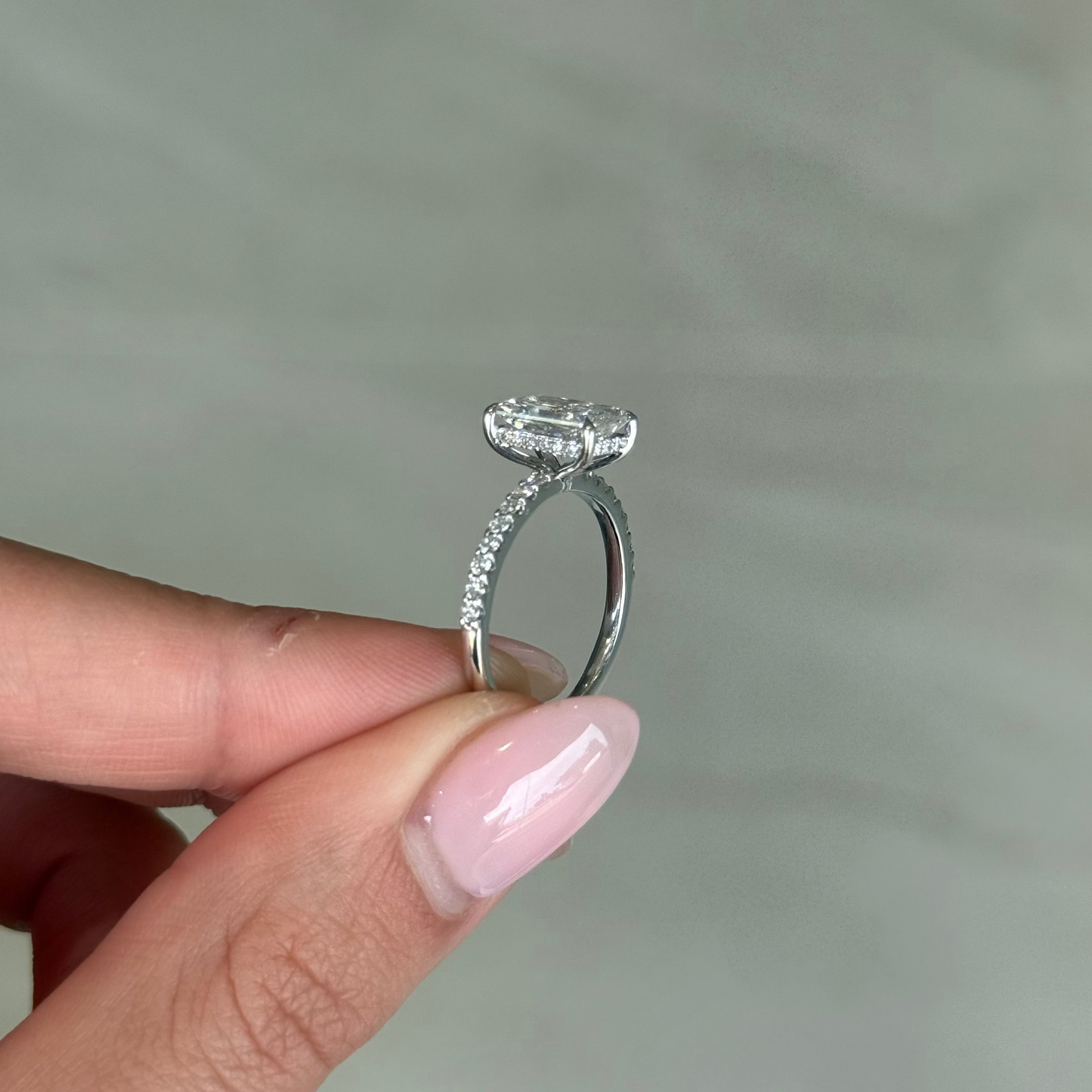 1.72ct Radiant Cut Lab Grown Bassano Design White Gold