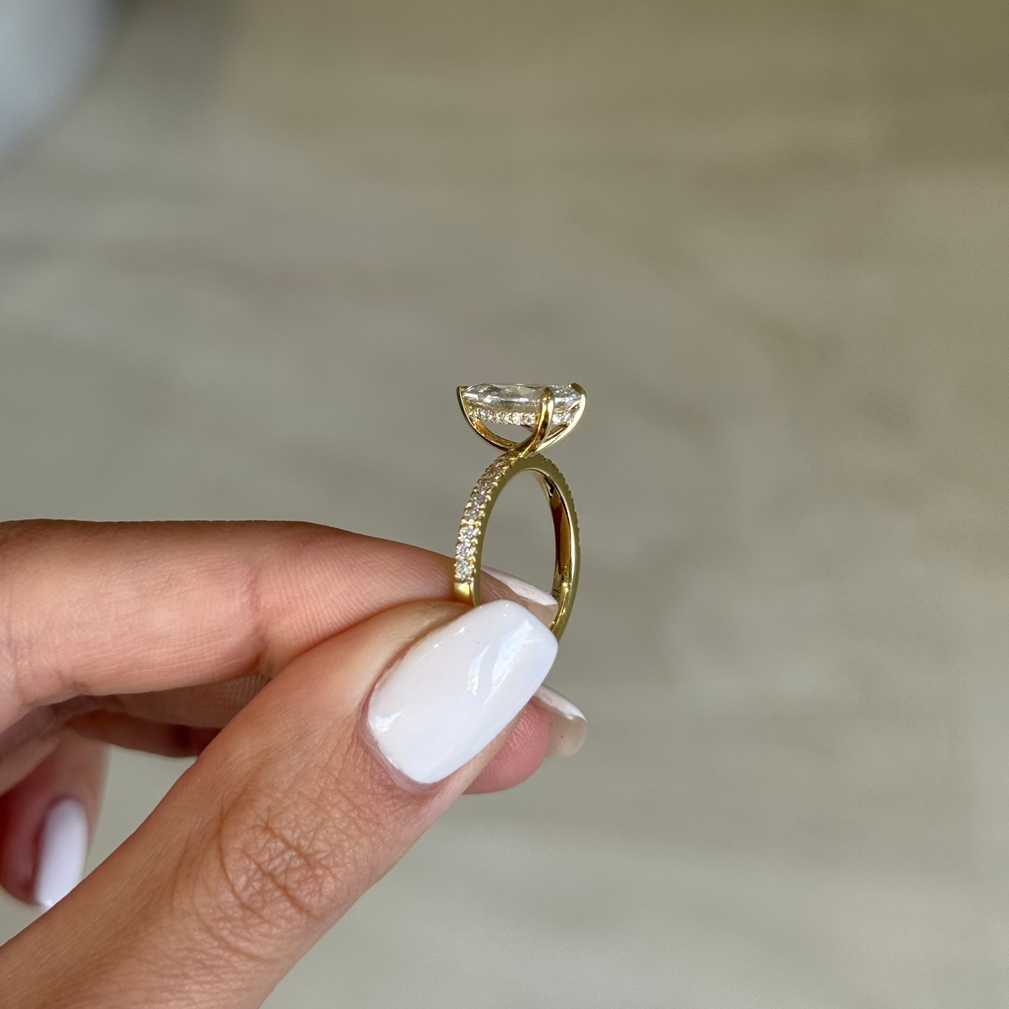 2.05ct Pear Cut Lab Grown Bassano Design Yellow Gold