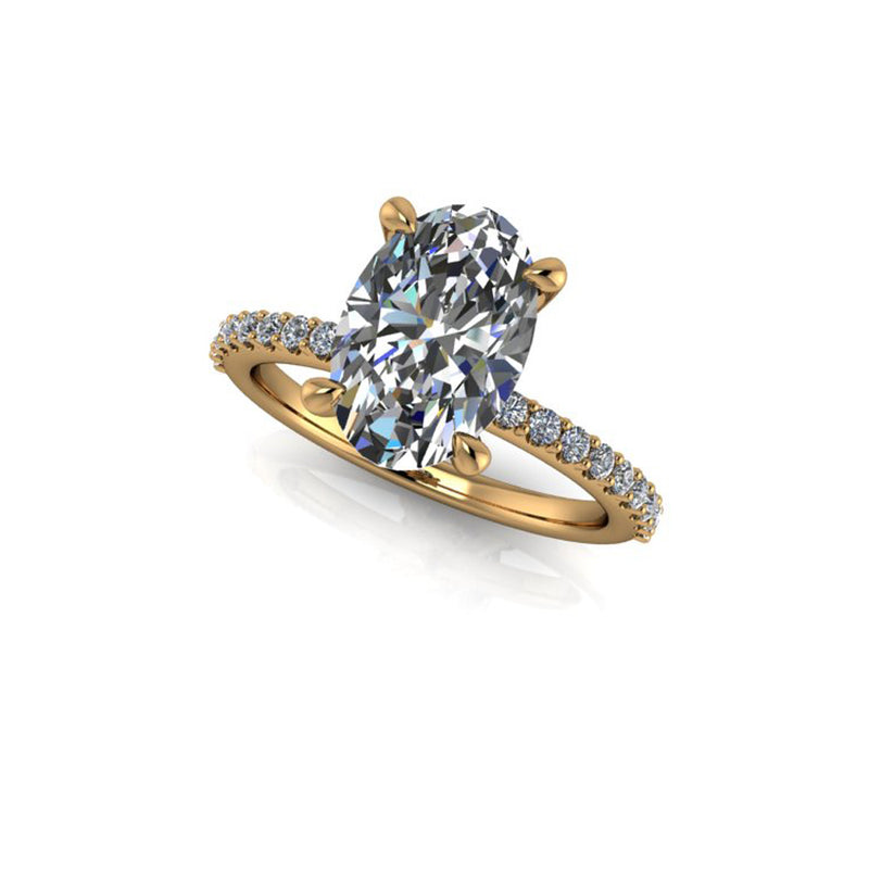 3.51ct Oval Cut Lab Grown Diamond Bassano Design Yellow Gold