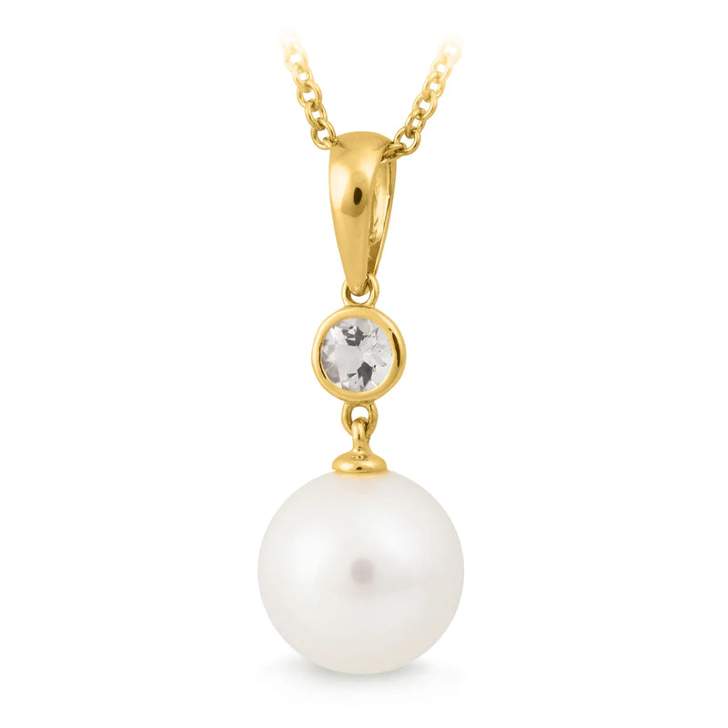 Morganite & Freshwater Pearl Drop Pendant