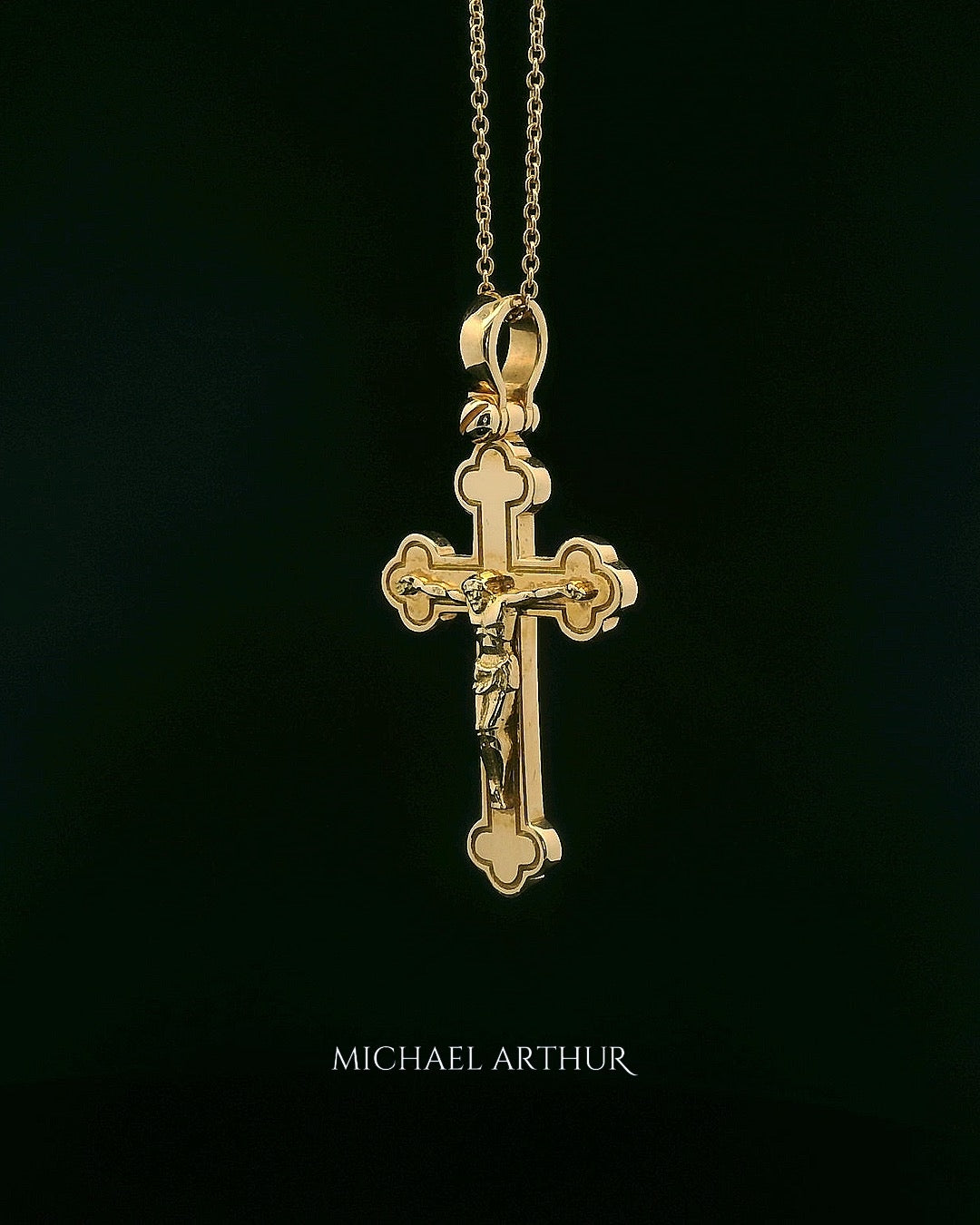 Solid Yellow Gold Crucifix Cross
