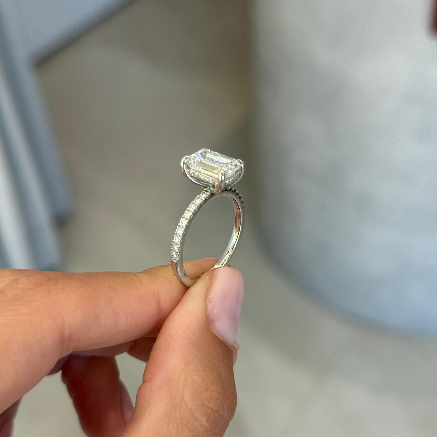 2.58ct Emerald Cut Lab Grown Bassano Design Platinum