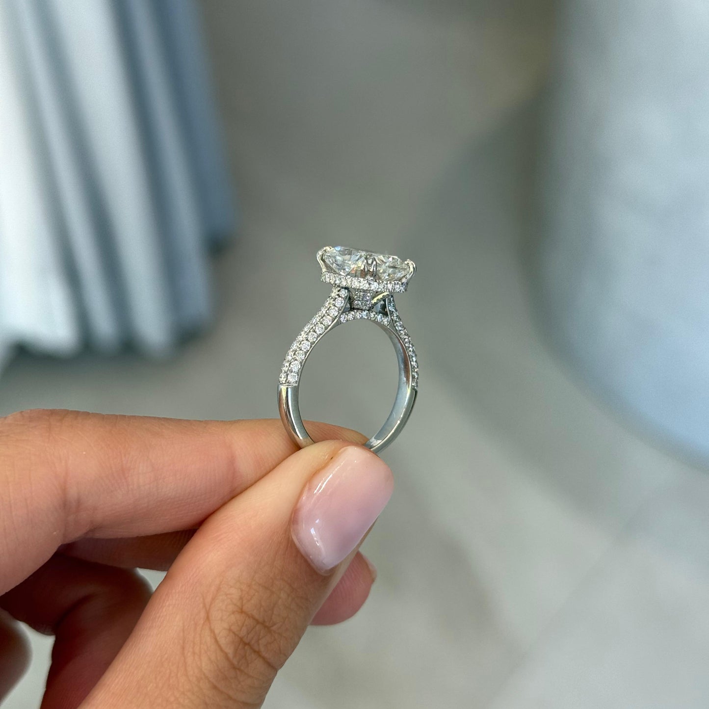 4.06ct Cushion Cut Lab Grown Custom Clara Design Platinum