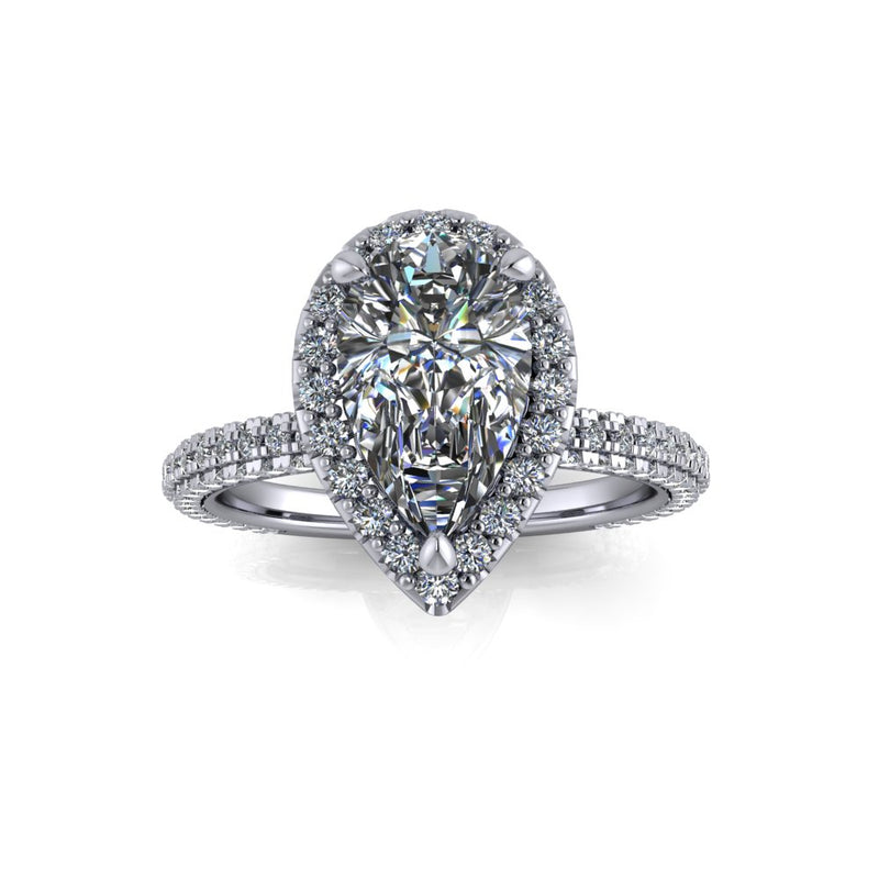 1.21ct Pear Cut Natural Grown Custom Gabrielle Design Platinum