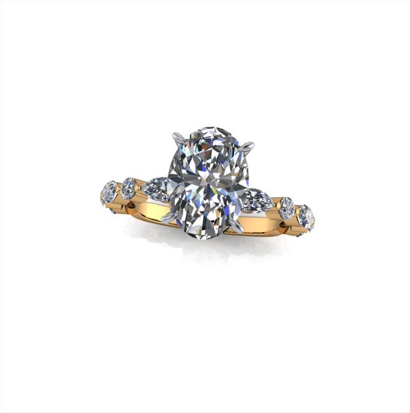 2.53ct Oval Cut Lab Grown Custom Ivy Design Two-tone