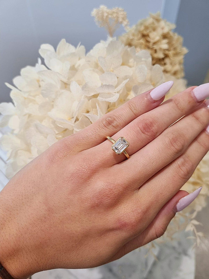 1.57ct Emerald Cut Lab Grown ESTELLE Design Yellow Gold