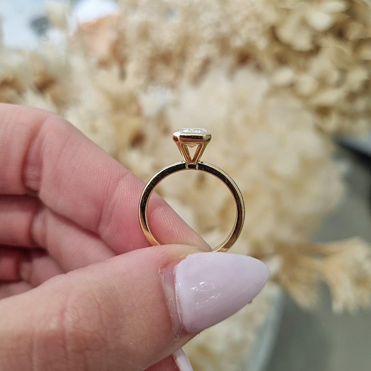 1.57ct Emerald Cut Lab Grown Bezel Design Yellow Gold - Michael Arthur Diamonds