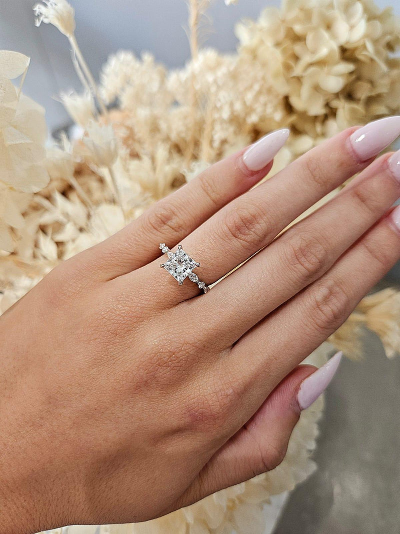 2.05ct Princess cut Lab Grown Ivy Design White Gold