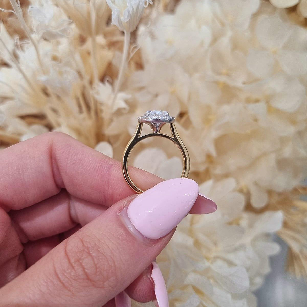2.36ct Oval Cut Lab Grown Custom Halo Design Two-tone - Michael Arthur Diamonds